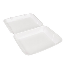 Load image into Gallery viewer, 13&quot; x 10&quot; x 3&quot; Super Jumbo, White Foam Hinged Container 200/Case
