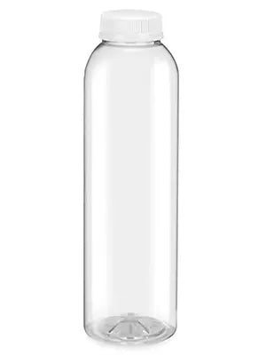 12oz Juice Bottle Clear Plastic, Round 36pc with lid