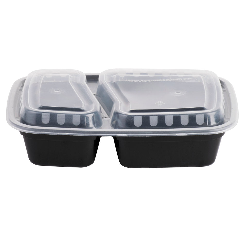 24 oz. Rectangular Black Container w/Lid Combo 150/CS