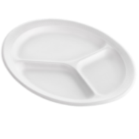 Foam Plate, 9, White, 3-Compartment, (500/Case) Reyma PFR903FB