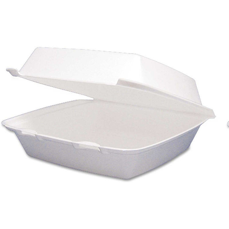 Dart 90HT1R Foam Hinged Lid Containers, 9 x 9 x 3, White, 200/Carton